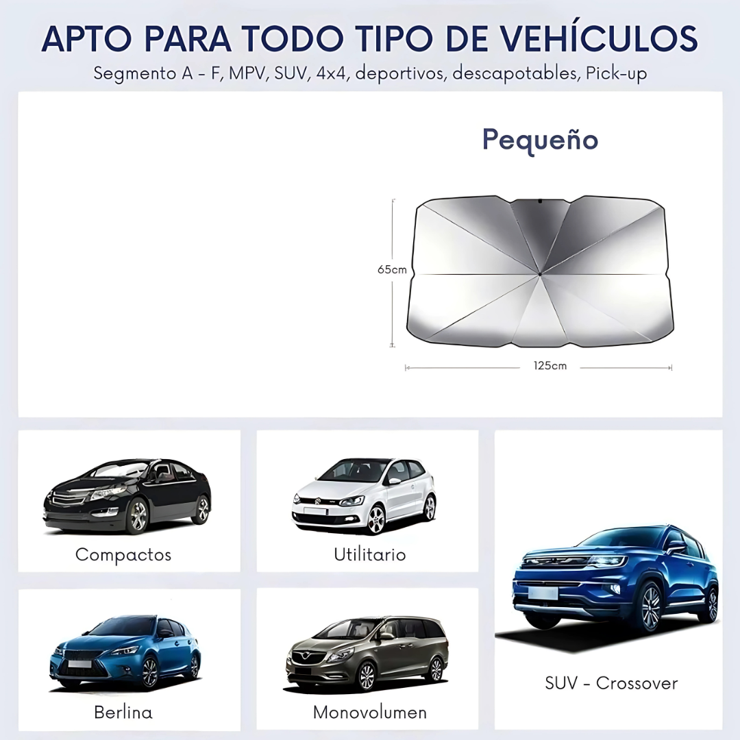 PARASOL PARA AUTO PLEGABLE – Protege tu vehículo del calor extremo en segundos