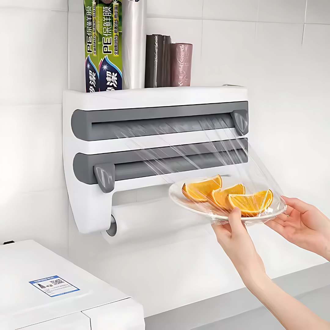 DISPENSADOR ORGANIZADOR – Todo en su lugar con un solo accesorio de pared