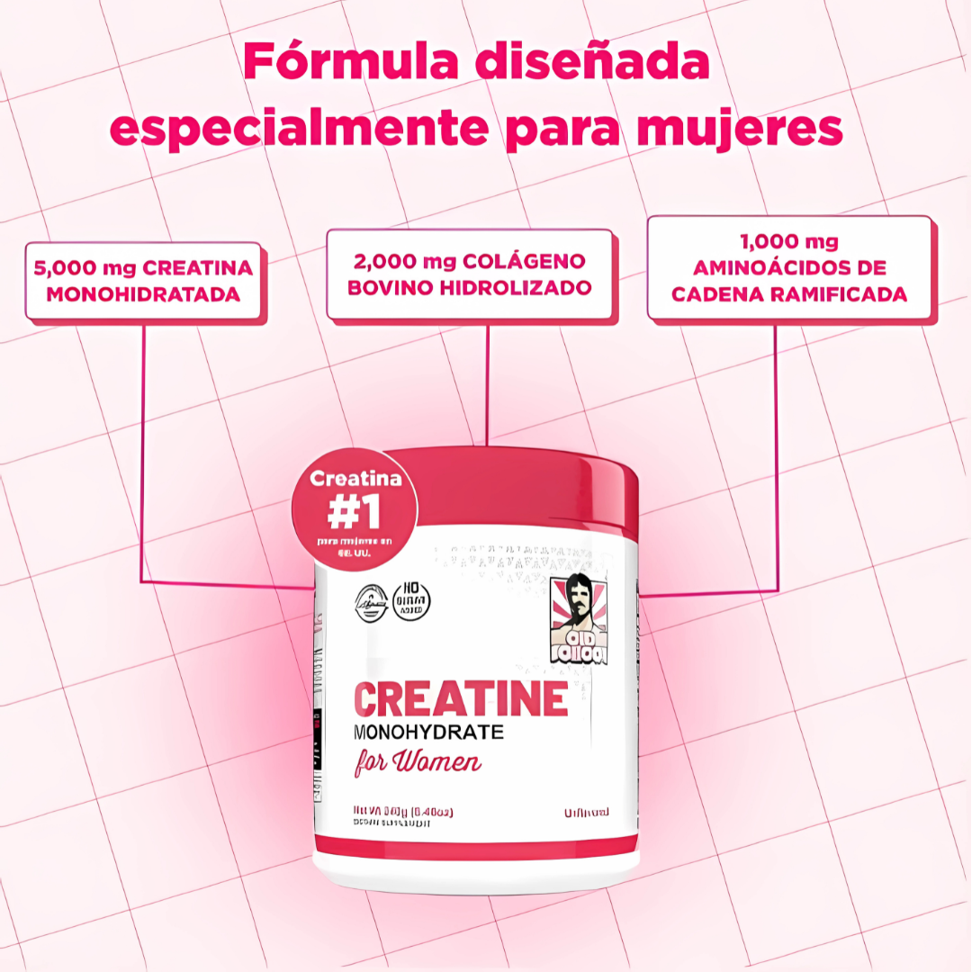 MONOHIDRATO DE CREATINA PARA MUJERES CON COLÁGENO – Energía y belleza en un solo suplemento