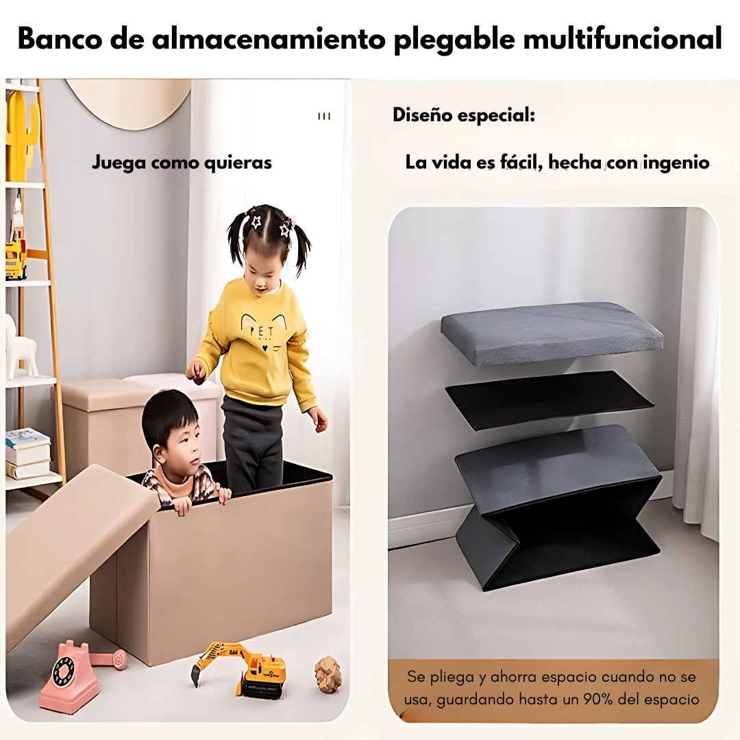 TABURETE ORGANIZADOR GRANDE – Asiento cómodo y almacenamiento oculto en un solo lugar