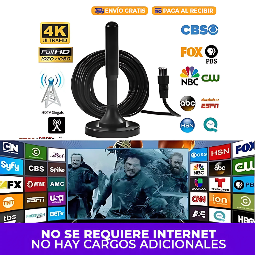 Antena TV AirSignal Pro - Conéctate a la señal sin complicaciones, sin cuotas mensuales y con máxima calidad.