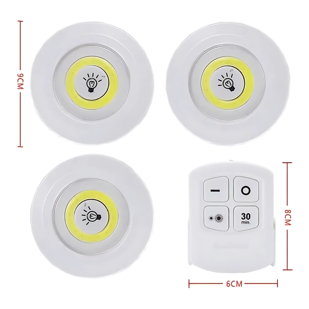 Kit 3 Und. LED Remoto LumaTouch™ - Luz donde la necesites, sin enchufes, sin límites.