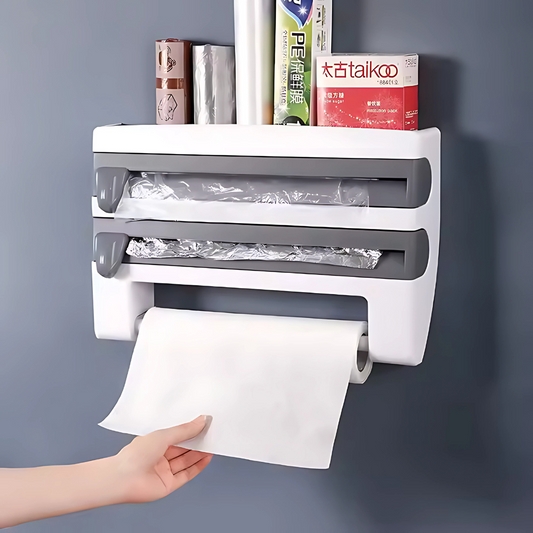 DISPENSADOR ORGANIZADOR – Todo en su lugar con un solo accesorio de pared