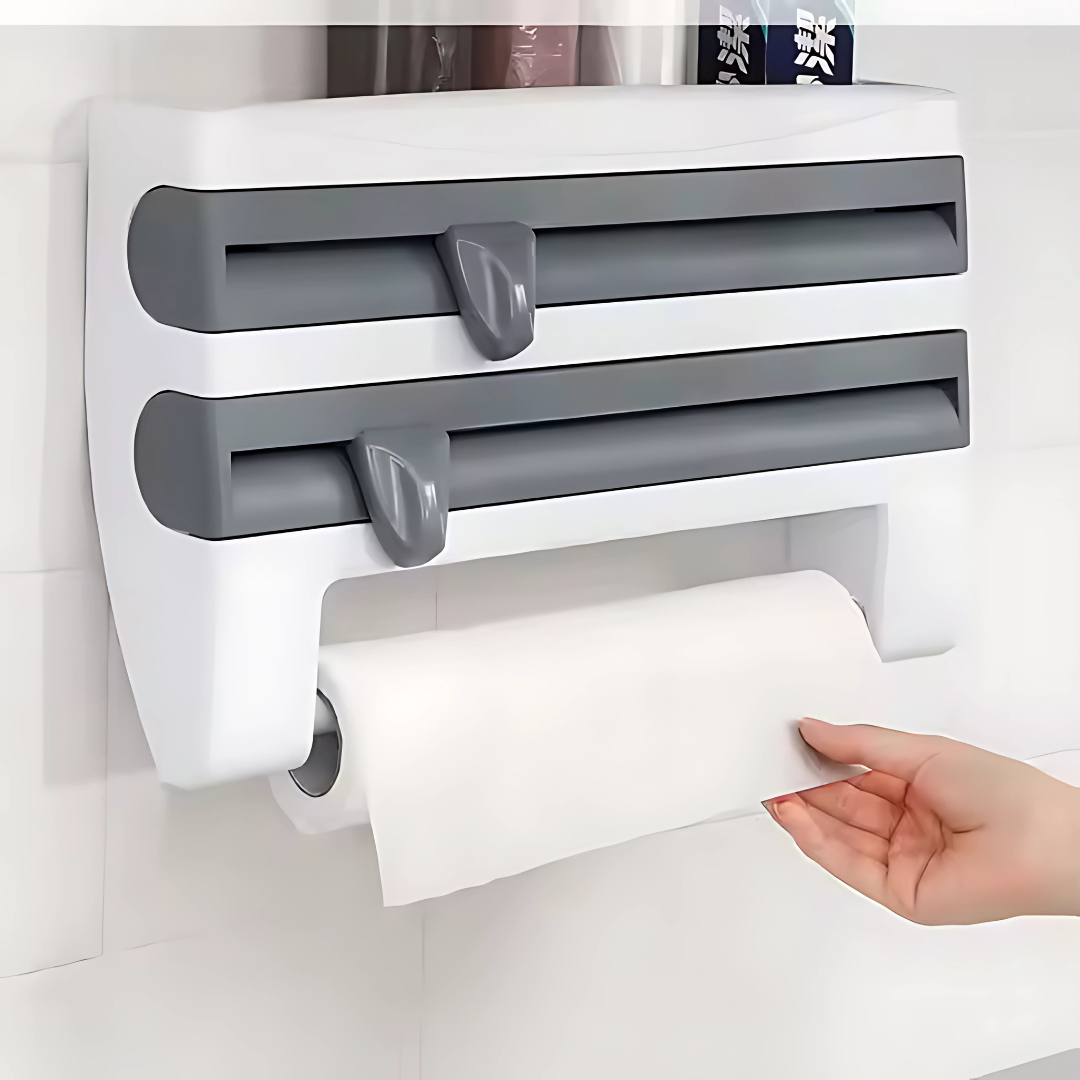 DISPENSADOR ORGANIZADOR – Todo en su lugar con un solo accesorio de pared