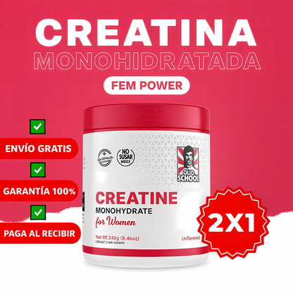 MONOHIDRATO DE CREATINA PARA MUJERES CON COLÁGENO (2*1) – Energía y belleza en un solo suplemento