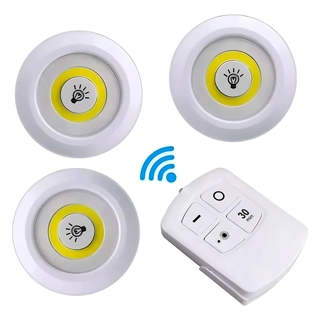 Kit 3 Und. LED Remoto LumaTouch™ - Luz donde la necesites, sin enchufes, sin límites.